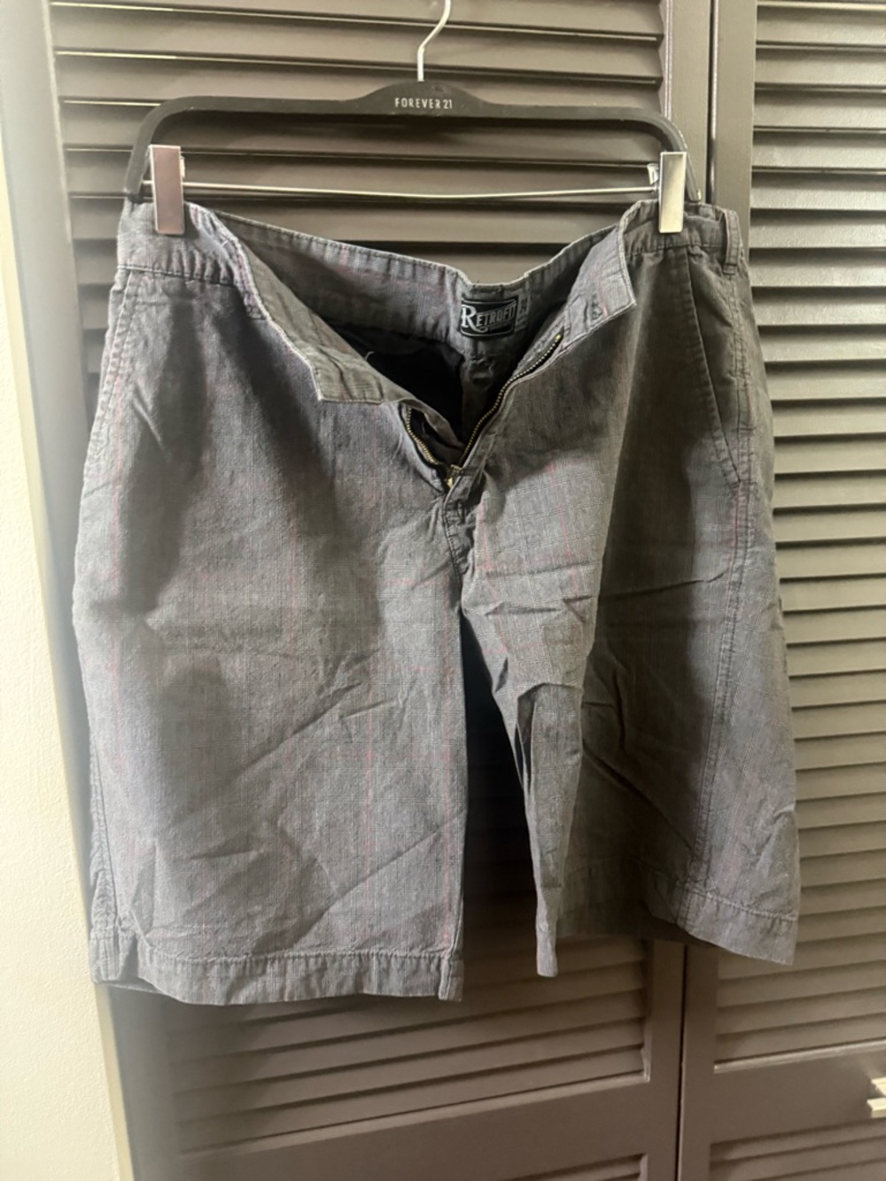 Retrofit Gray Flat Front Men's Shorts
